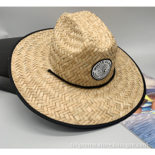Beach straw sun hat with adjustable chin cord